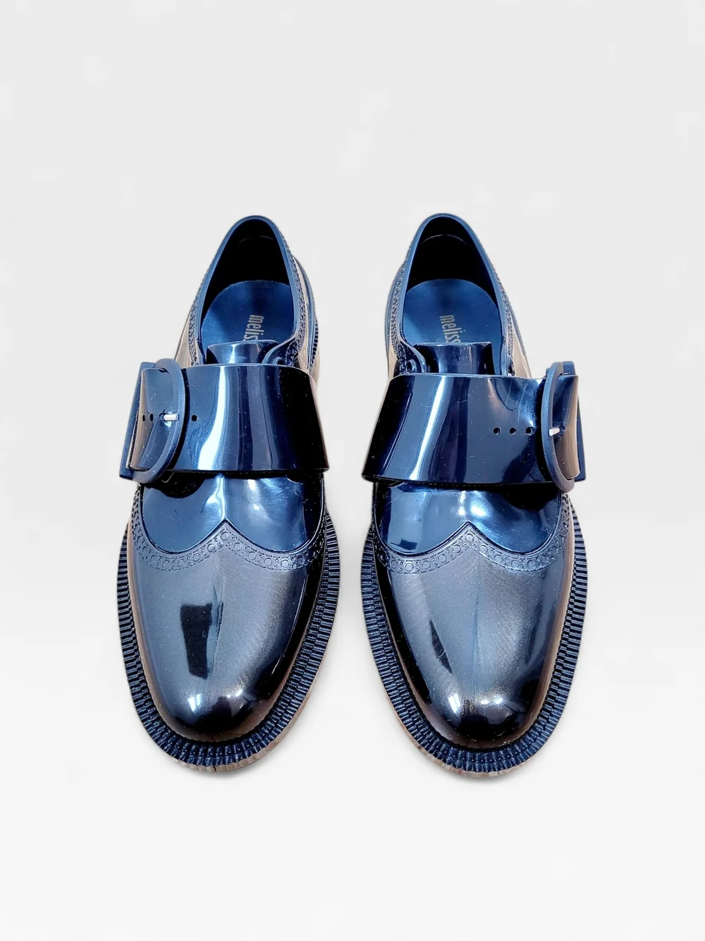 MELISSA Dama Classic Jelly Brogues Loafers Shoes 8 Black Bronze Made In Brazil - Picture 2 of 15